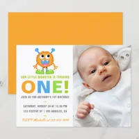 1st Birthday Baby Boy Add Photo Party Invitation