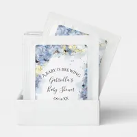Blue Hydrangea Flowers Baby is Brewing Shower Tea Bag Drink Mix
