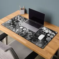 Pour Painting Style Fluid Art Black and White Desk Mat