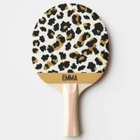 Leopard Pattern on White Background Ping Pong Paddle