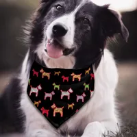 Modern Textured Dogs Silhouettes Black Background Pet Bandana Collar