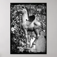 Pegasus in Kansas City Black and White Grunge Poster