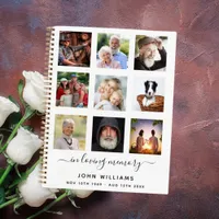 Guest book funeral photo collage white memorial