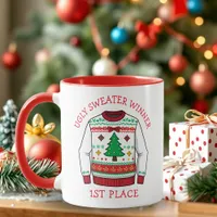 First Place Ugly Sweater Winner Christmas Mug