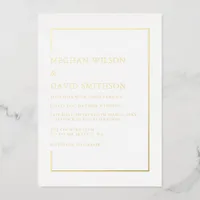 Simple Elegant White Gold Wedding Foil Invitation