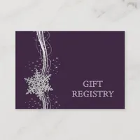 purple Silver Snowflakes wedding gift registry Enclosure Card