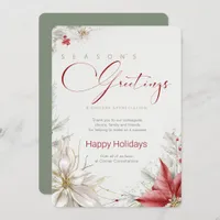 Festive Poinsettias Business Seasons Greetings  Invitation