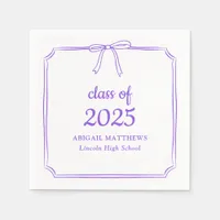 Elegant Whimsical Bow Purple Custom Graduation Napkins