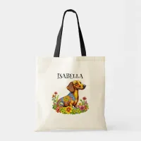 Personalized Cute Cartoon Dachshund Tote Bag