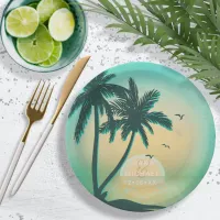 Tropical Isle Sunrise Wedding Teal ID581 Paper Plates