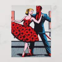 Devil Dances With a Woman in a Red Floral Dress