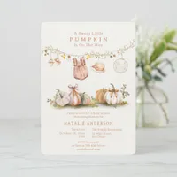 Cottagecore Little Pumpkin Clothesline Baby Shower Invitation