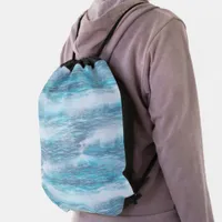 Beach Ocean Waves Foam Seaspray Drawstring Bag