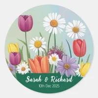 Wildflower Romantic Garden Spring Wedding Classic Round Sticker