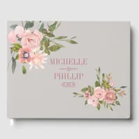 Watercolor floral Blush and Rose Gold Wedding Guest Book