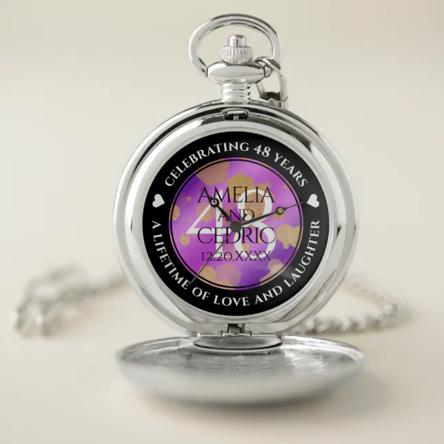 Elegant 48th Amethyst Wedding Anniversary Pocket Watch