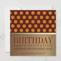 Modern Retro Gold Birthday Party Invitation Cards