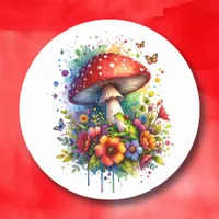 Cute Frog ,Flowers, Butterflies and Mushroom  Classic Round Sticker