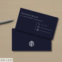 Simple Modern Navy Blue and Gray Business Card