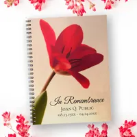 Red Tulip Spring Funeral Memorial Guest Book