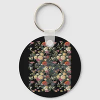 Whimsigoth Old Victorian Floral Oil Painting Class Keychain