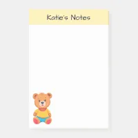 Cute Colorful Teddy Bear Kids Personalized Post-it Notes