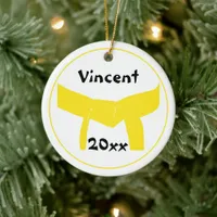 Martial Arts Yellow Belt Rank Ceramic Ornament