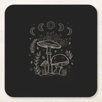 Goblincore Aesthetic Academia Cottagecore Mushroom Square Paper Coaster
