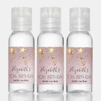 Birthday party pink rose gold stars monogram hand sanitizer