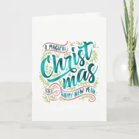 Magical Christmas Typography Photo Teal ID441 Holiday Card