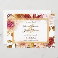 Peach Floral Wedding Save the Date Card