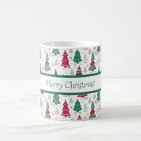 Quirky Whimsical Decorated Christmas Trees Doodles Coffee Mug