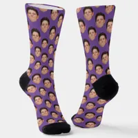 Custom Face Photo Purple Crew Socks