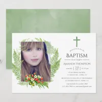 Country Greenery Baptism or Christening Invitation