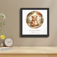 Cute Brown Baby Bear in Woods Nursery Framed Art