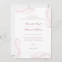 Romantic Floral French Rococo Dusty Rose Wedding Invitation