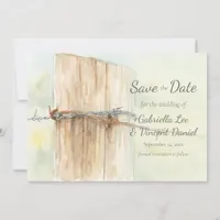 Fence Post Country Farm Watercolor Wedding Save The Date