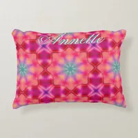 Monogram Name Colorful Blue Star Pattern | Accent Pillow