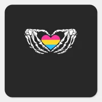 Pan Pride Skeleton Halloween Pan Goth Heart Square Sticker