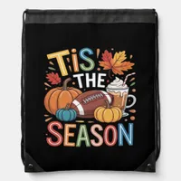 Fall Football Autumn Pumpkin Coffee Lover Drawstring Bag