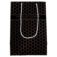 Chic Black and Rose Gold Geometric Medium Gift Bag