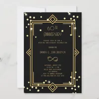 Art Deco Gatsby black  60th wedding anniversary Invitation