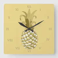 Pineapple Gold ID239 Square Wall Clock