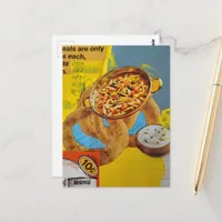 Lentil Rings and Soup mixed media collage  Postcard