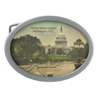 United States Capitol from Library Steps Date 1898 Oval Belt Buckle