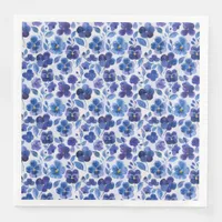 Blue and Purple Pansy Type Flowers Pattern Paper Dinner Napkins