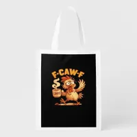 F Caw F Funny Chicken Classic Retro Graphic Grocery Bag