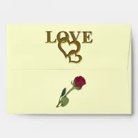 Romantic Interlocking Hearts & Red Rose Envelope