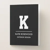 Minimalist Black and White Modern Monogram Case-Ma Pocket Folder
