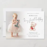 Berry First Photo Overlay 1st Birthday Invitation